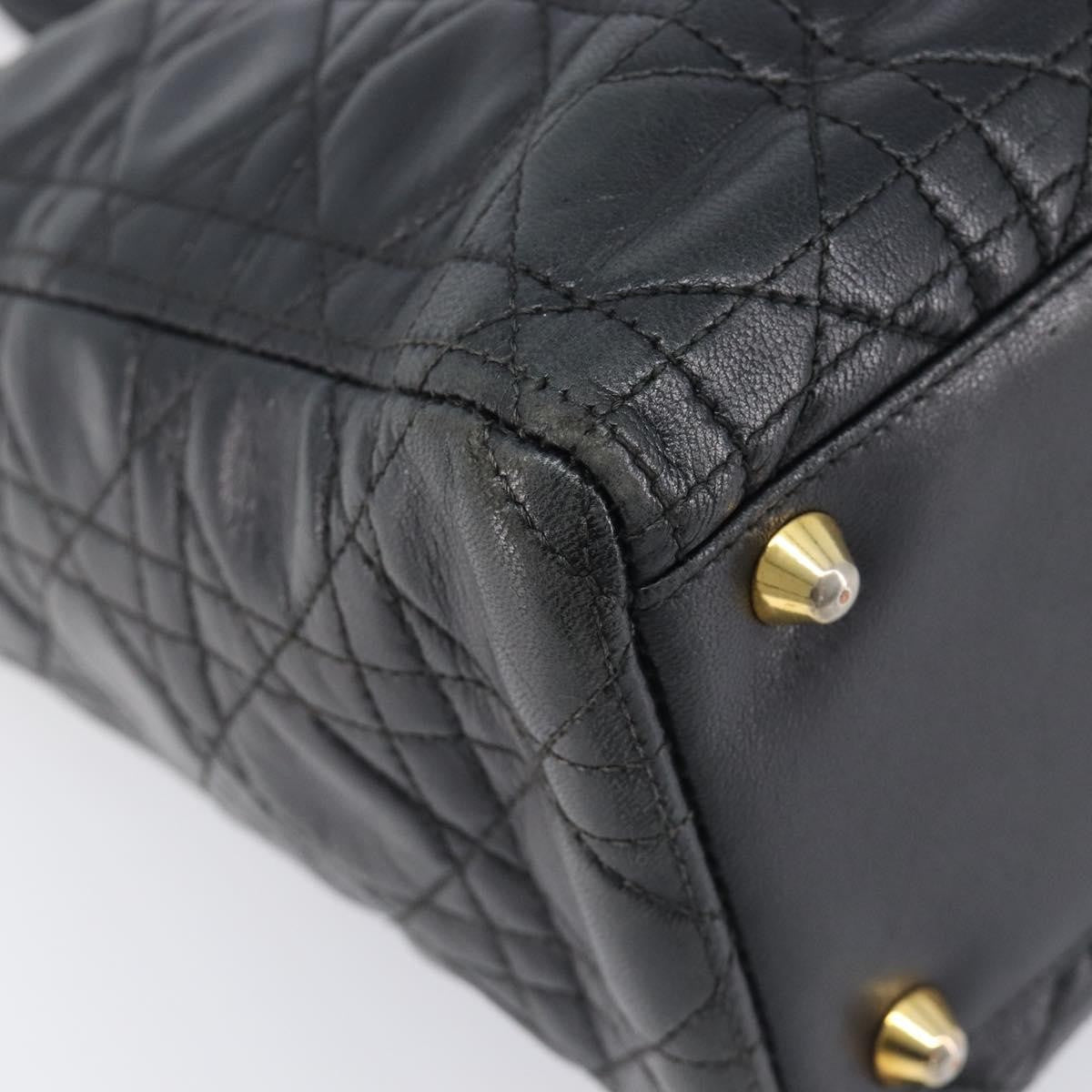 Christian Dior Vintage Lady Dior Cannage Quilt Lambskin, Black, Leather, Handbag