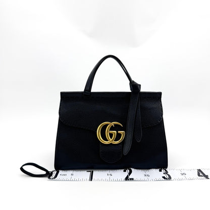 Gucci GG Marmont Top Handle Leather, Black, Leather, Handbag