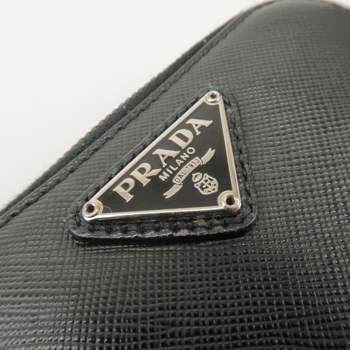 Prada Bifold Zip Around Saffiano Leather, Black, Leather, Wallet