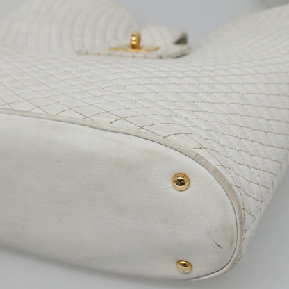 Bally Vintage Quilted leather, White, Leather, Shoulder Bag