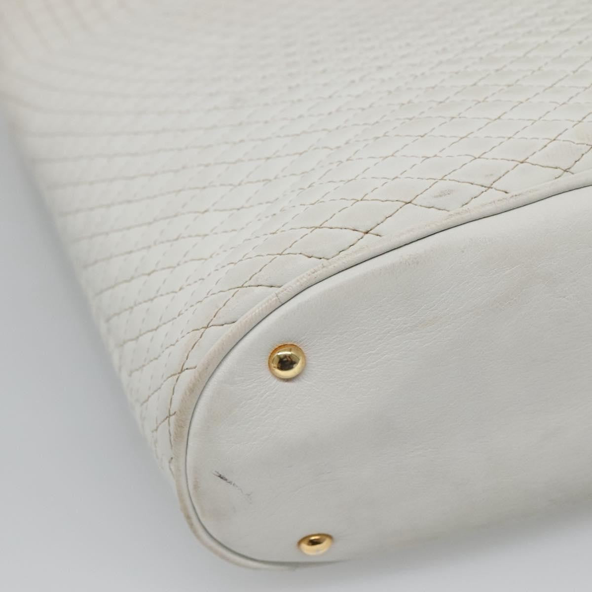 Bally Vintage Quilted leather, White, Leather, Shoulder Bag