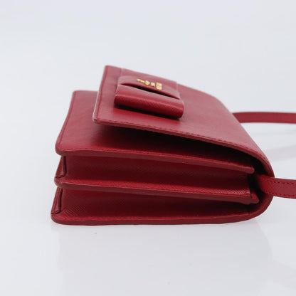 Prada Bow Wallet on Strap Saffiano Leather, Red, Leather, Crossbody Bag