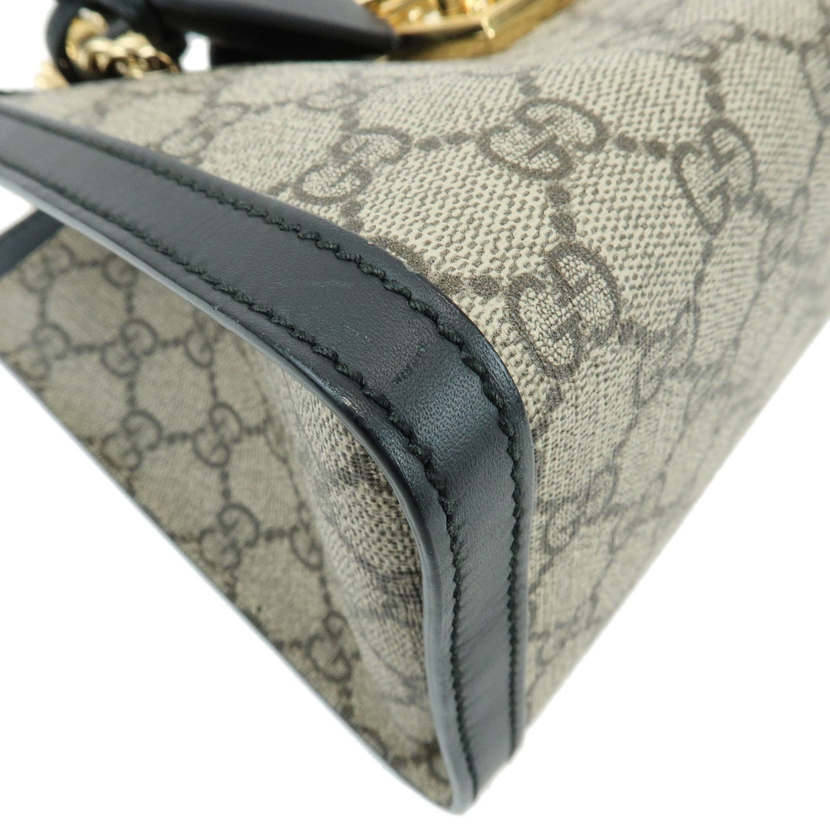 Gucci Padlock Chain GG Coated Canvas with Leather, Beige, Canvas, Tote Bag
