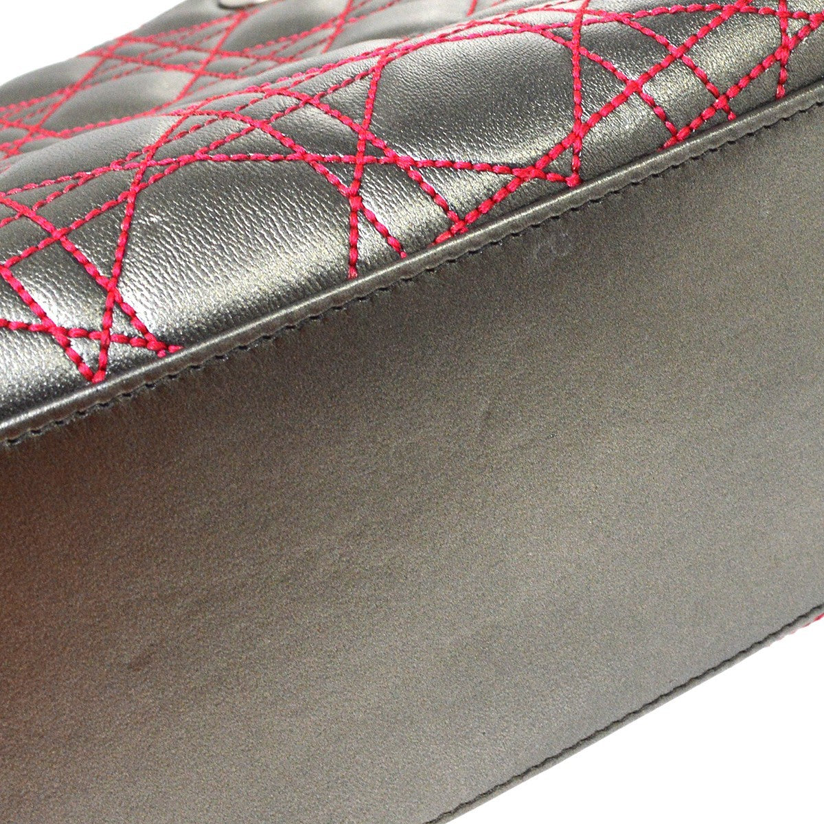 Christian Dior Lady Dior Anselm Reyle Cannage Quilt Leather, Gray, Leather, Handbag
