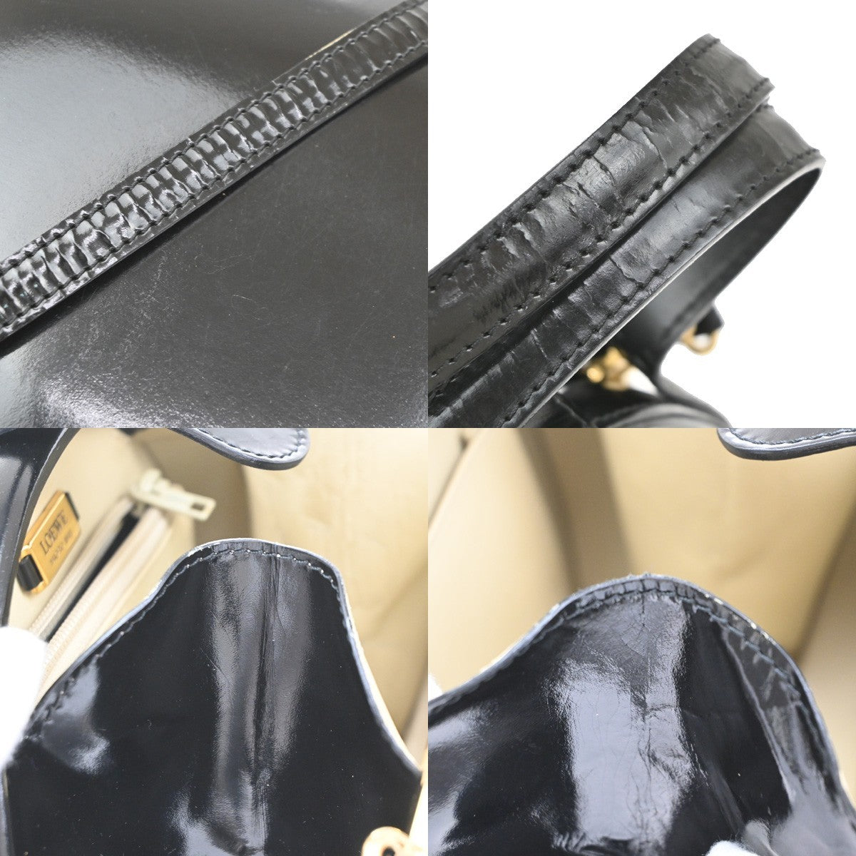 Loewe Anagram Leather, Black, Patent Leather, Tote Bag