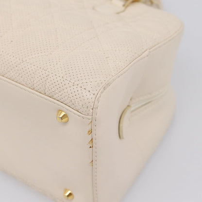 Christian Dior Vintage Leather, White, Leather, Tote Bag