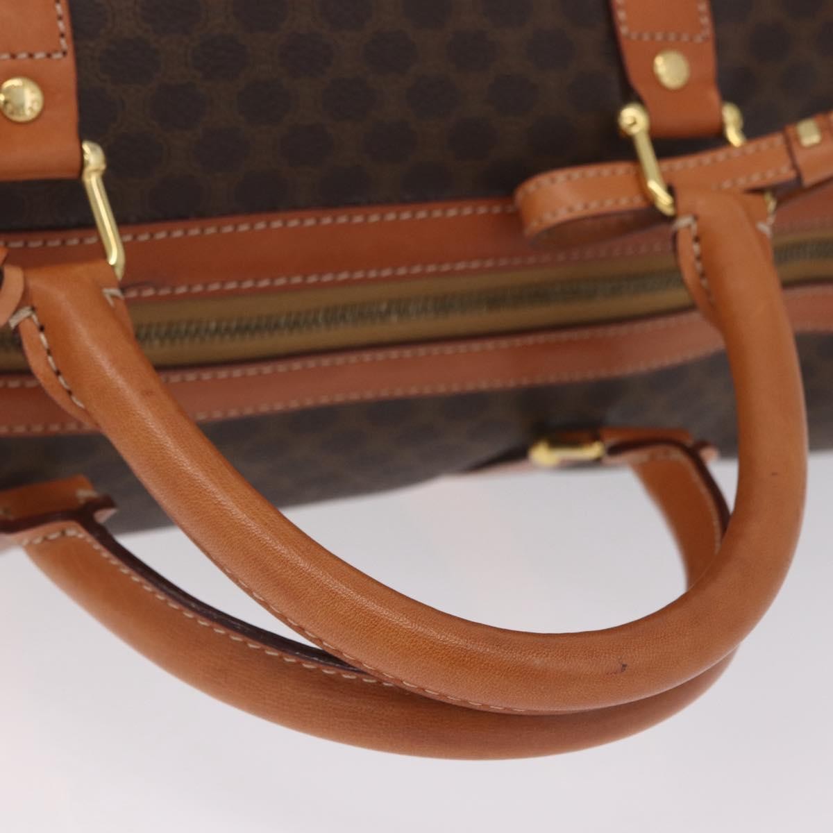 Celine Vintage Duffle Macadam Coated Canvas, Brown, Canvas, Handbag
