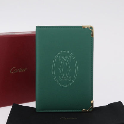 Cartier Coin Purse Must de Cartier Leather, Green, Leather, Wallet