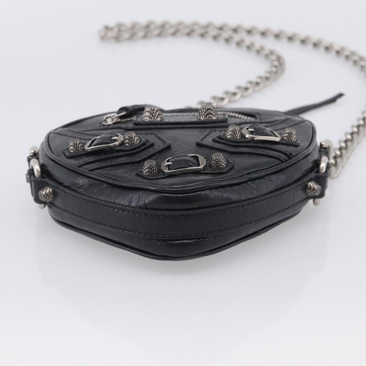 Balenciaga Le Cagole Giant Studs Heart Chain Leather, Black, Leather, Handbag