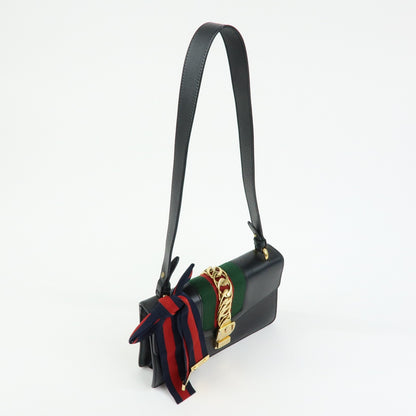 Gucci Sylvie Leather, Black, Leather, Shoulder Bag
