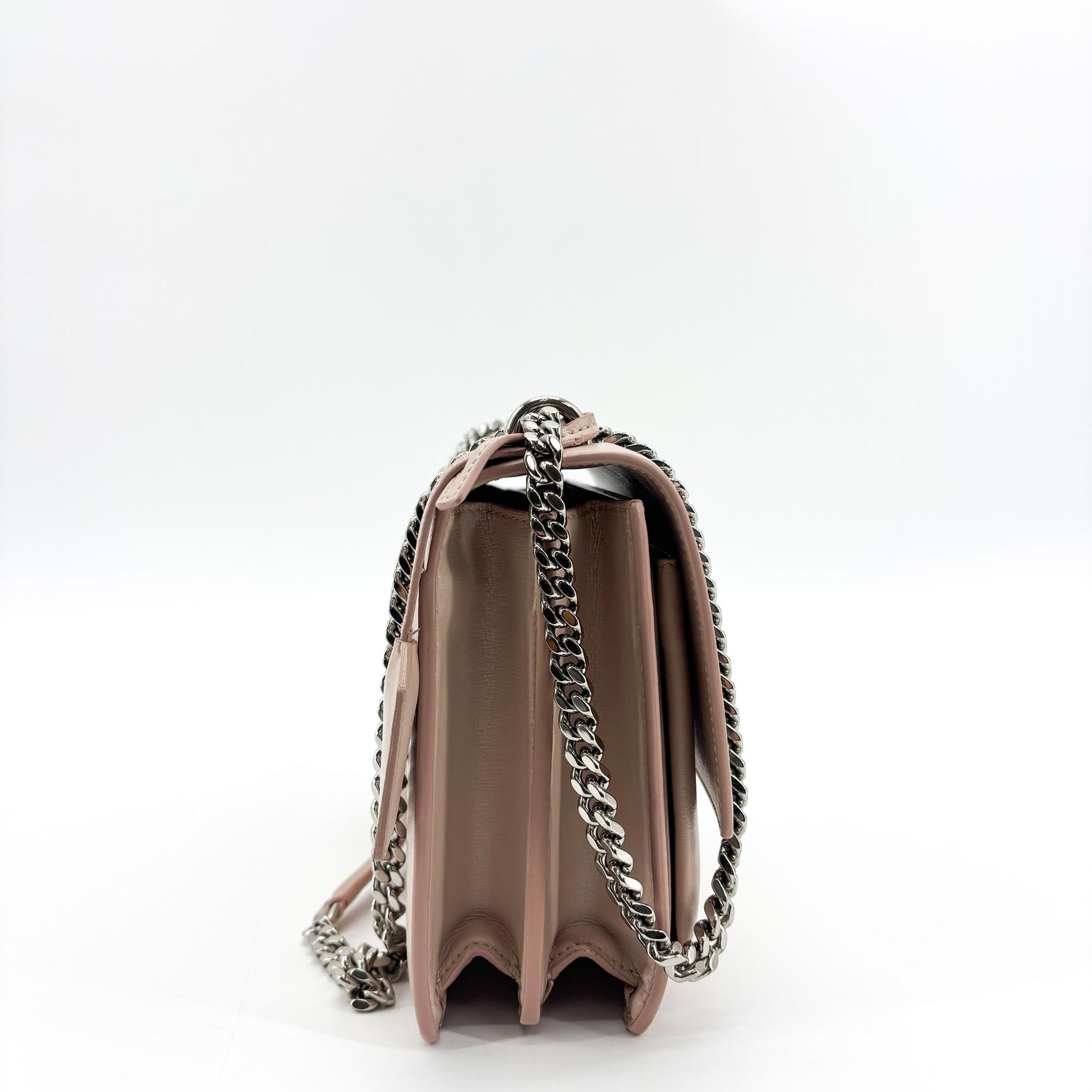 Saint Laurent Sunset Crossbody Bag Crackled Metallic Leather, Pink, Leather, Crossbody Bag