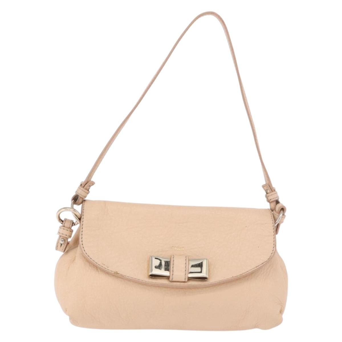 Chloe Lily Leather, Beige, Leather, Shoulder Bag