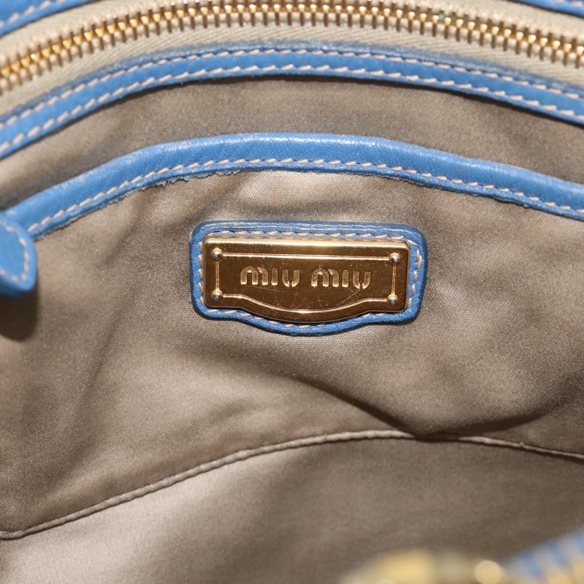 Miu Miu Beau Top Handle Leather, Blue, Leather, Handbag