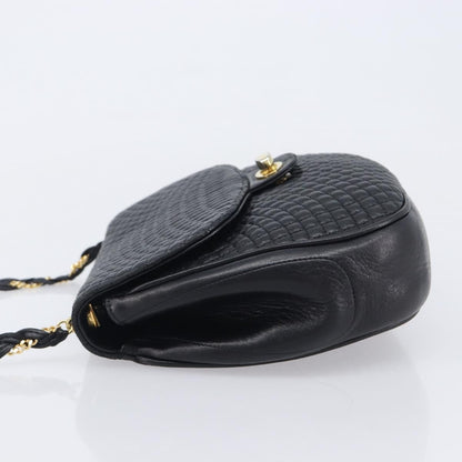 Bally Vintage Quilted Leather, Black, Leather, Shoulder Bag