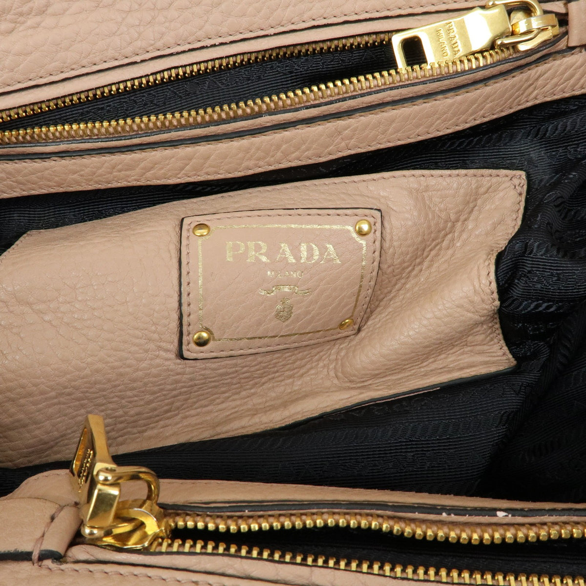 Prada Front Pocket Wing Convertible Vitello Daino, Beige, Leather, Tote Bag