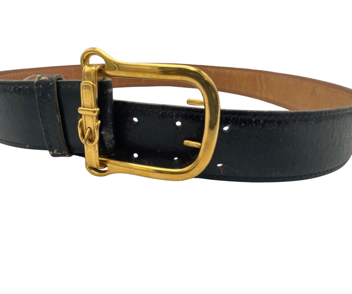 Hermes Buckle Belt Canvas, Black, Leather, Belt