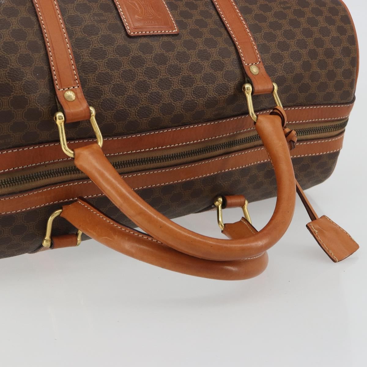 Celine Vintage Duffle Macadam Coated Canvas, Brown, Canvas, Handbag