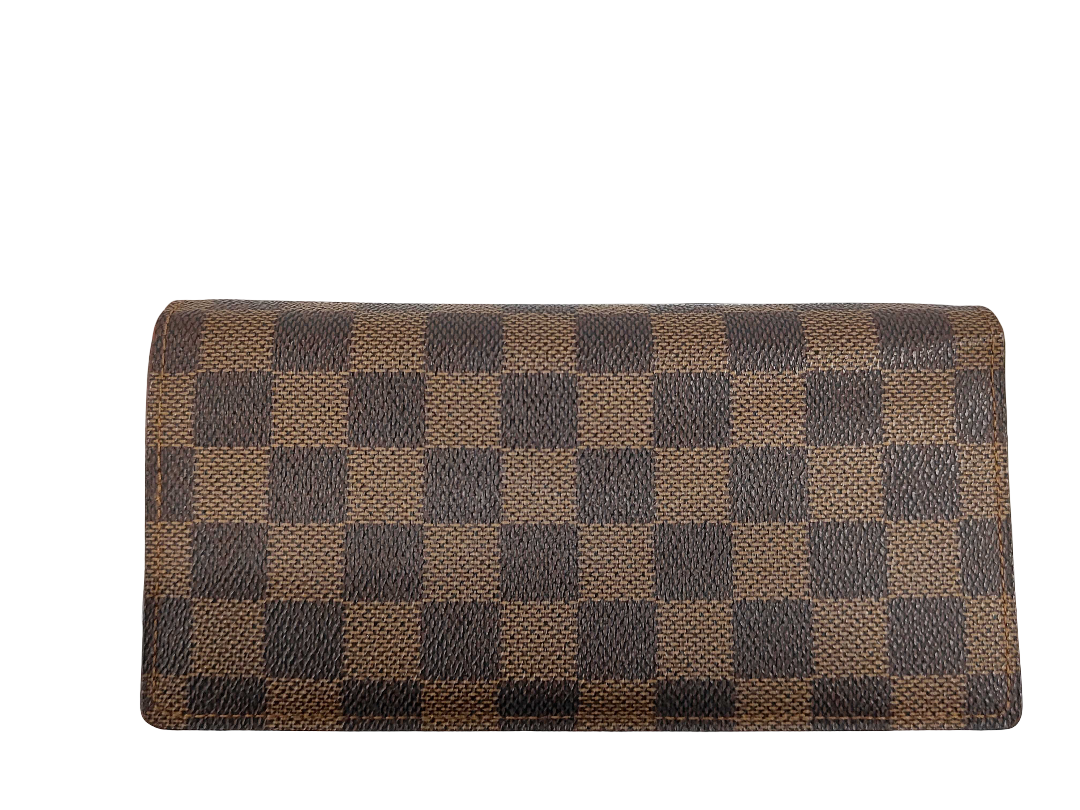 Louis Vuitton Brazza Long Bifold Damier, Brown, Canvas, Wallet