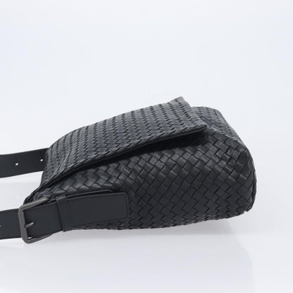Bottega Veneta Square Flap Messenger Intrecciato Nappa, Black, Leather, Handbag