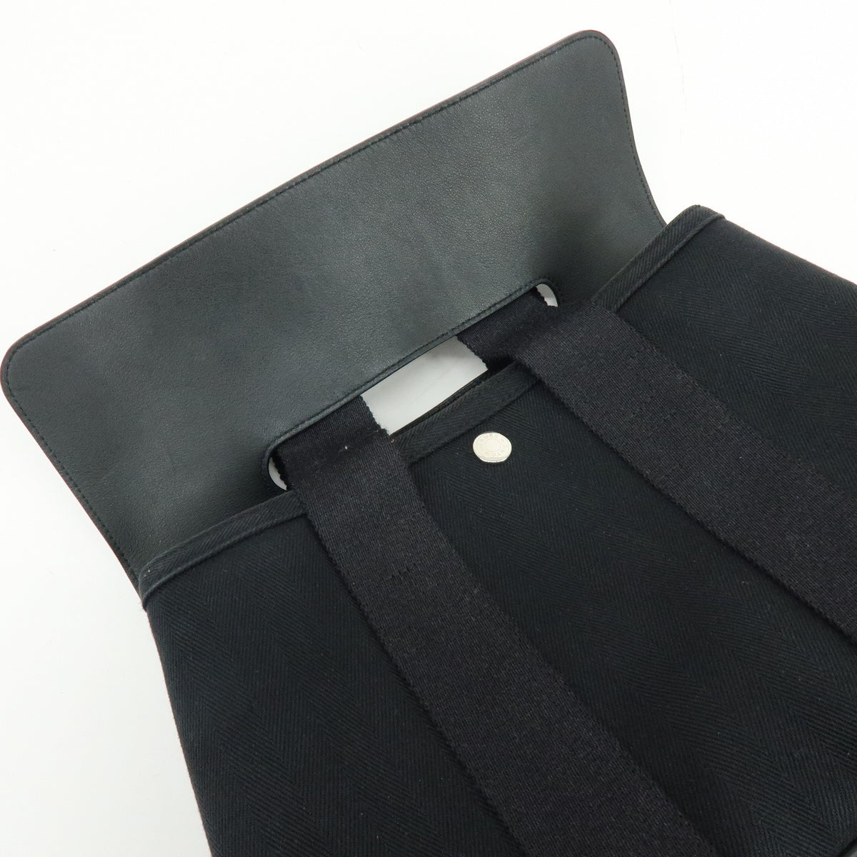 Hermes Valparaiso Toile and Leather, Black, Canvas, Handbag