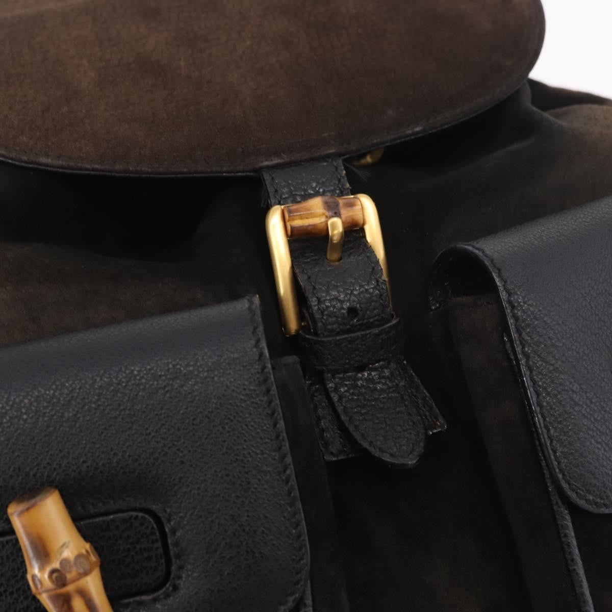 Gucci Vintage Bamboo Suede, Brown, Suede, Backpack