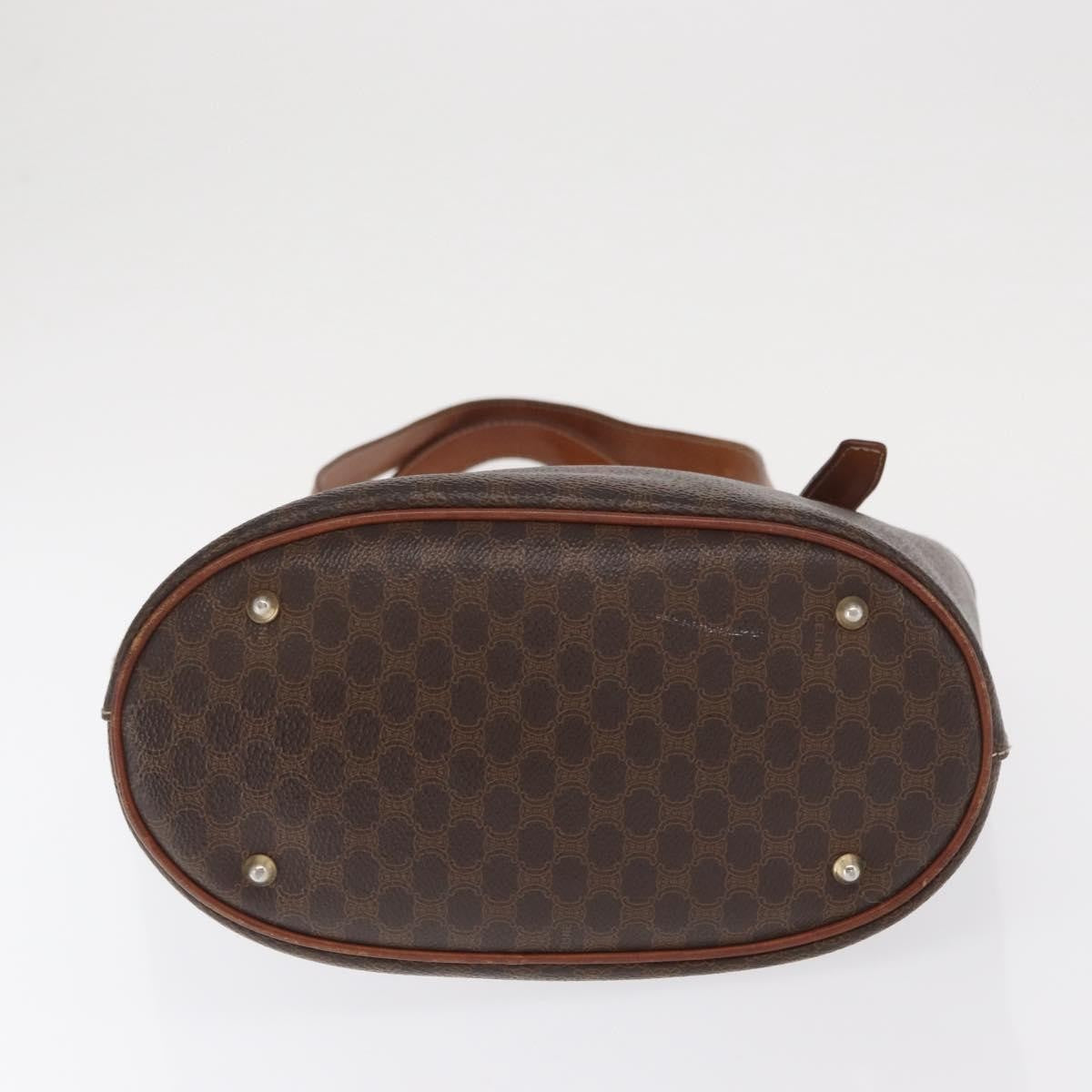 Celine Vintage Macadam Shopper Coated Canvas, Brown, Canvas, Tote Bag