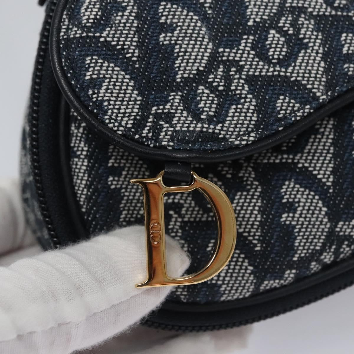 Christian Dior Vintage Saddle Coin Purse Diorissimo Canvas, Navy, Canvas, Clutch