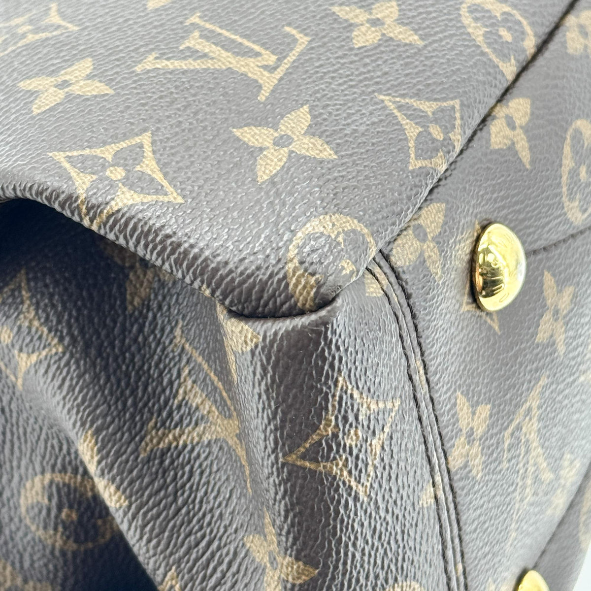 Louis Vuitton Pallas Monogram Canvas with Leather, Brown, Canvas, Tote Bag