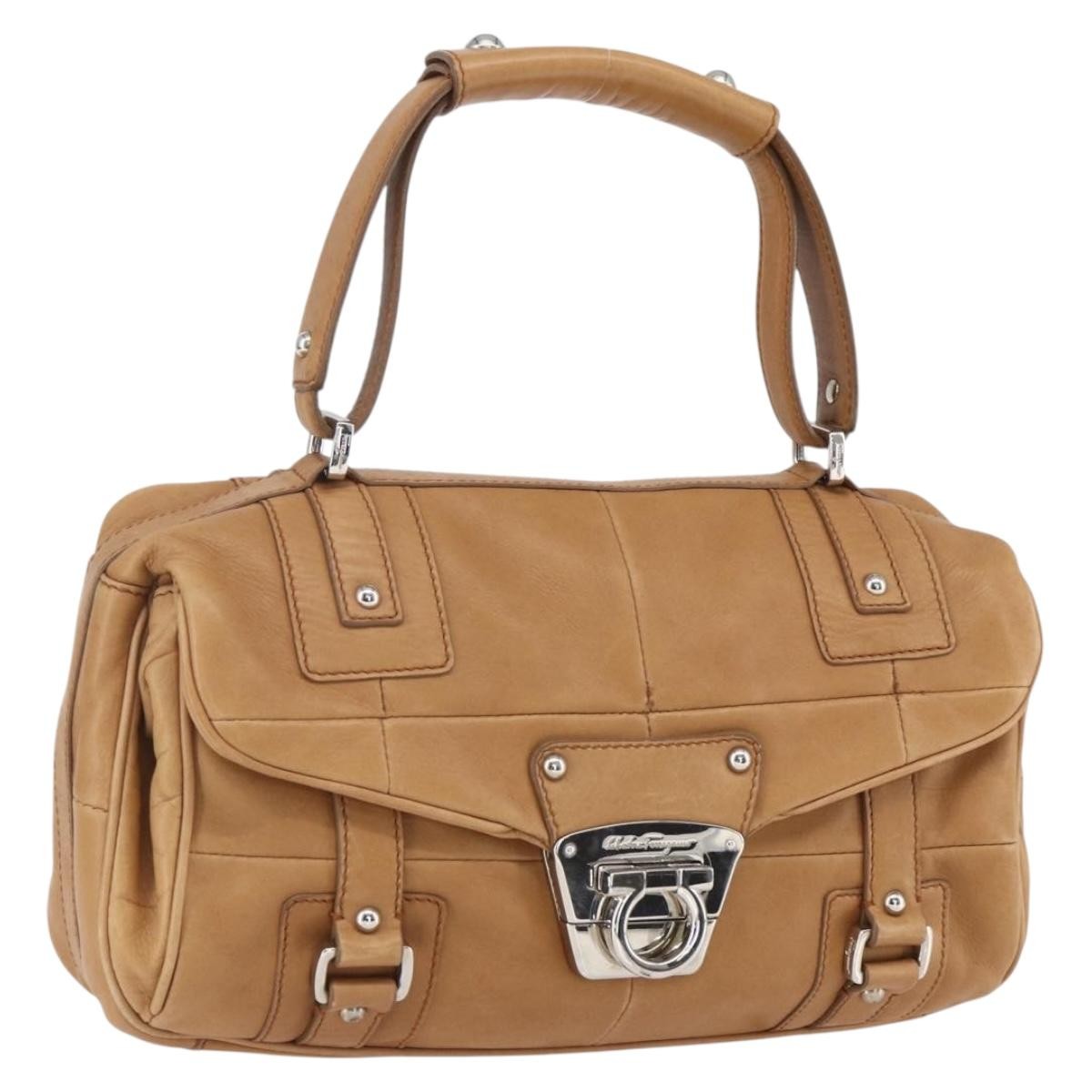Salvatore Ferragamo Gancini Leather, Brown, Leather, Shoulder Bag