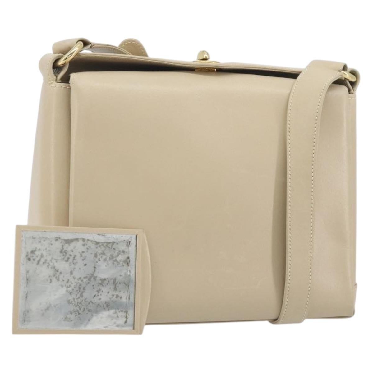 Gucci Vintage Convertible Box Leather, Beige, Leather, Handbag