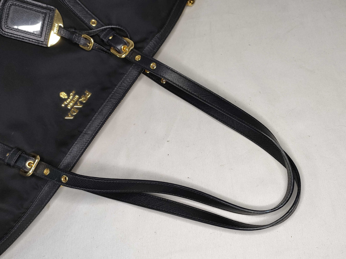 Prada cabas tessuto Nylon, Black, Nylon, Handbag