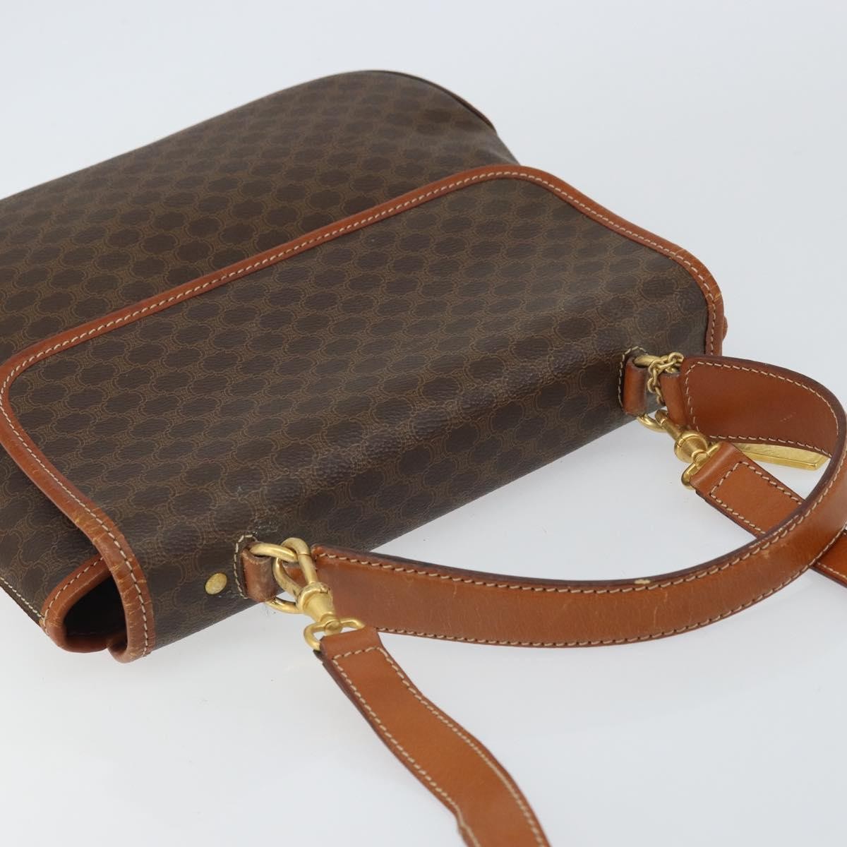 Celine Vintage Macadam Canvas, Brown, Canvas, Handbag