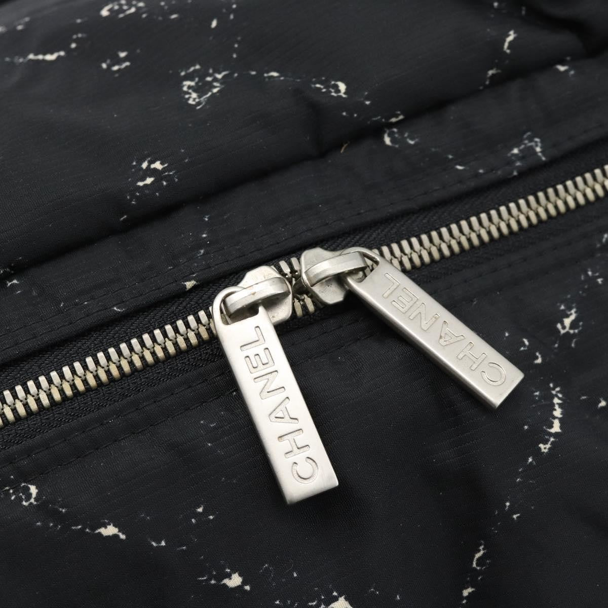 Chanel Travel Line Duffle Printed Nylon, Black, Nylon, Travel Bag