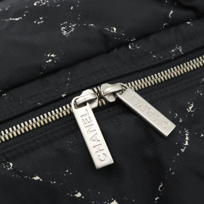 Chanel Travel Line Duffle Printed Nylon, Black, Nylon, Travel Bag