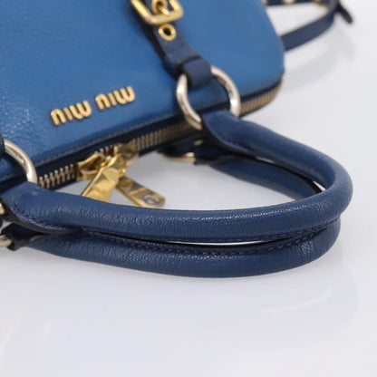 Miu Miu Madras Bowler Leather, Blue, Leather, Handbag