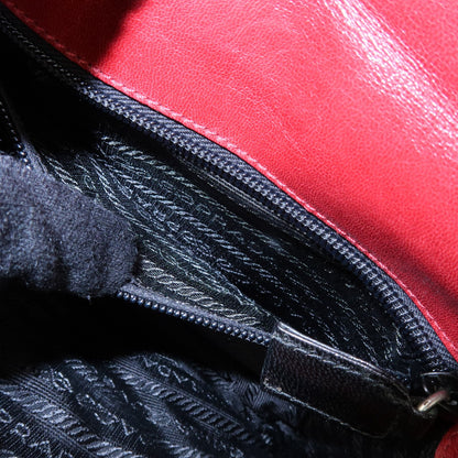 Prada Shoulder Leather, Red, Leather, Shoulder Bag