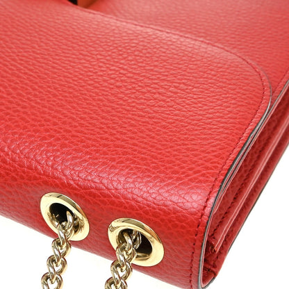 Gucci Interlocking Leather, Red, Leather, Shoulder Bag