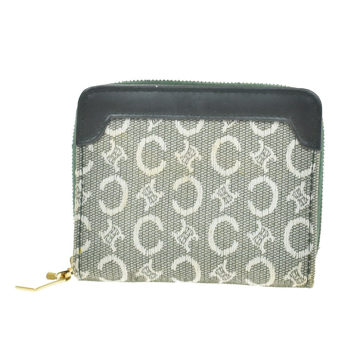 Celine Zipped Around Canvas, Green, Canvas, Wallet