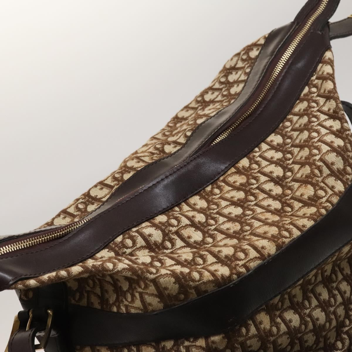 Christian Dior Vintage Trotter Street Chic Pocket Hobo Diorissimo Canvas, Brown, Canvas, Shoulder Bag