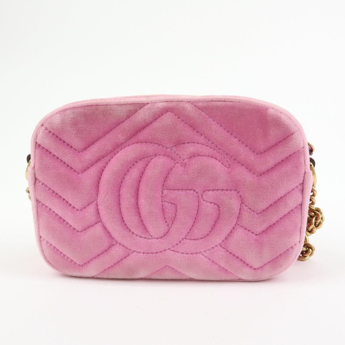 Gucci GG Marmont Crystal Embellished Matelasse Velvet, Pink, Velvet, Shoulder Bag