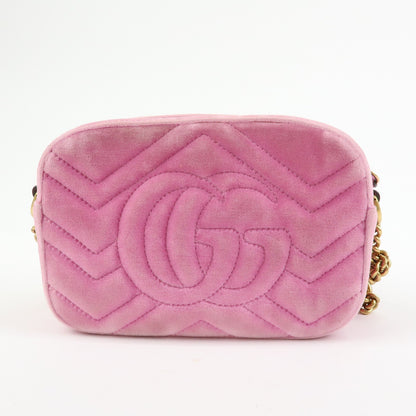 Gucci GG Marmont Crystal Embellished Matelasse Velvet, Pink, Velvet, Shoulder Bag