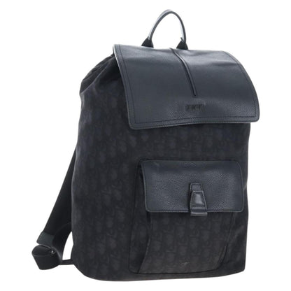Christian Dior Motion Oblique Canvas with Leather, Black, Canvas, Backpack