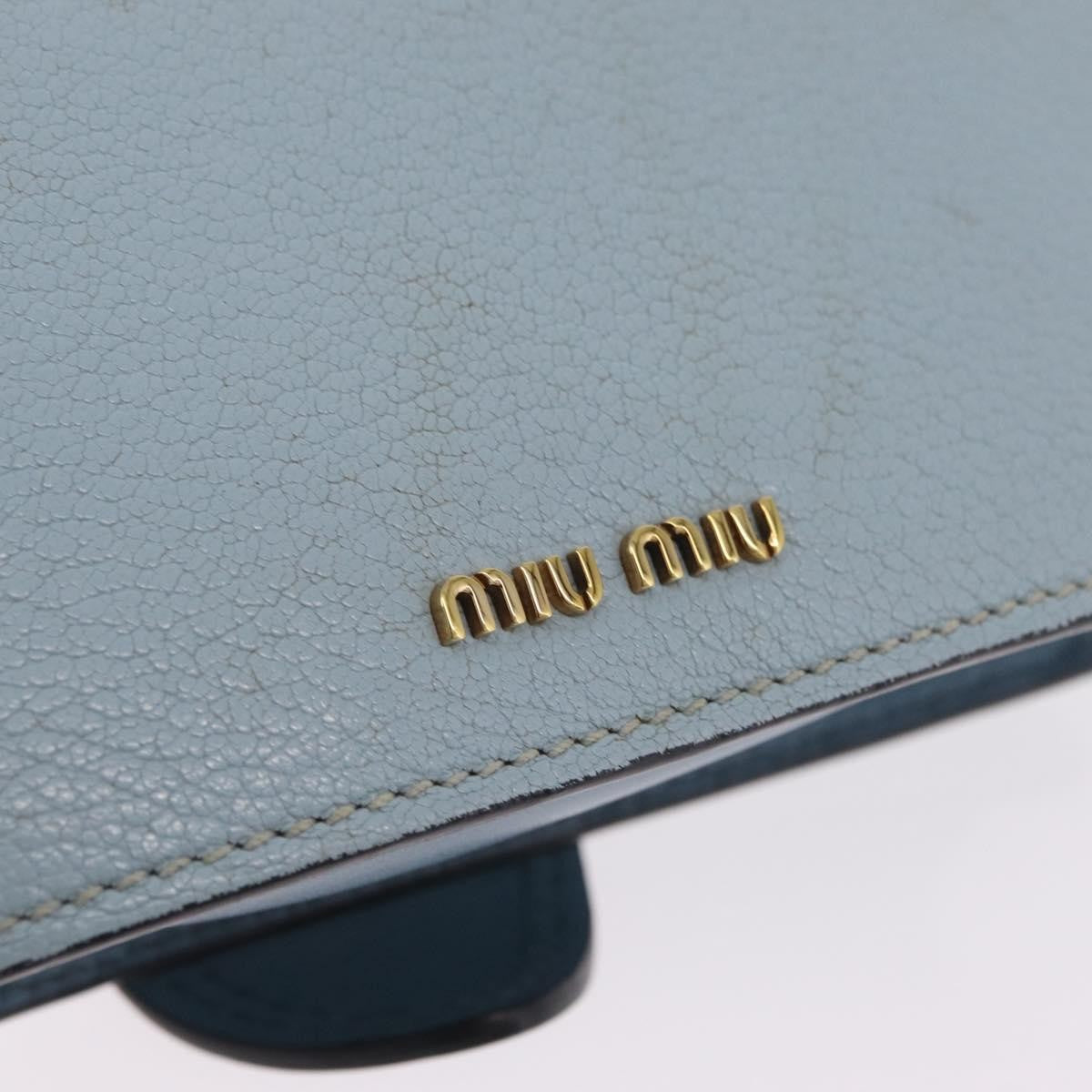 Miu Miu Madras Crystal Buckle Leather, Blue, Leather, Shoulder Bag