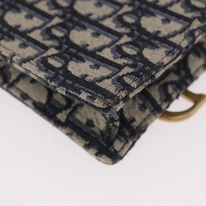 Christian Dior Vertical Saddle Chain Oblique Canvas, Navy, Canvas, Clutch