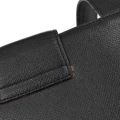 Celine Vintage Turnlock Leather, Black, Leather, Shoulder Bag