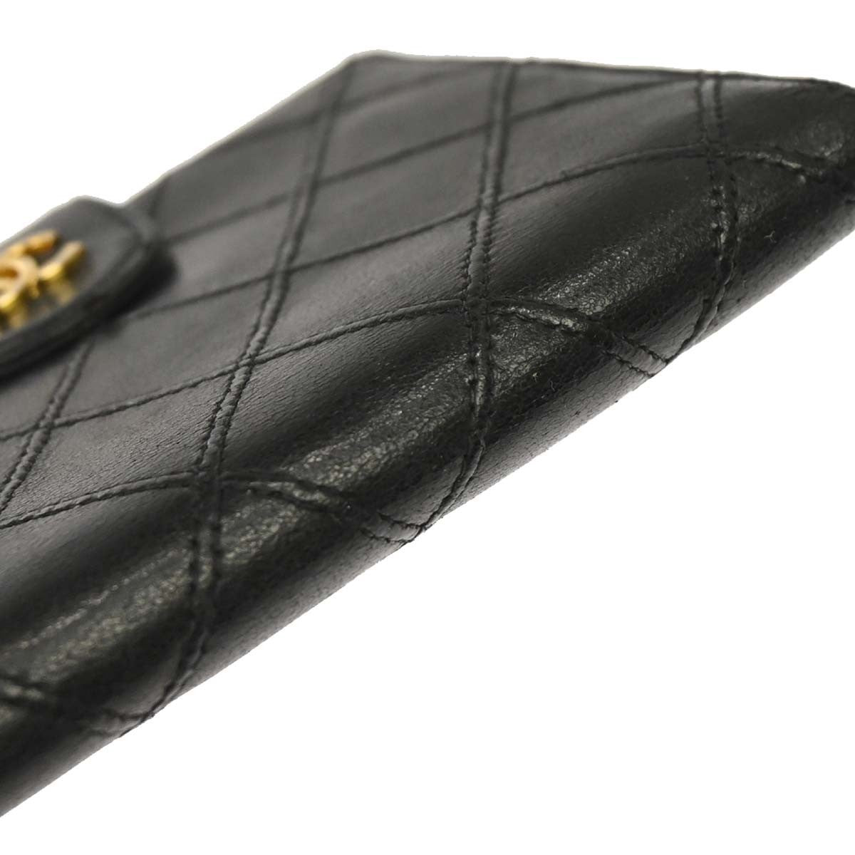 Chanel Envelope Gusset Chevron Lambskin, Black, Leather, Wallet