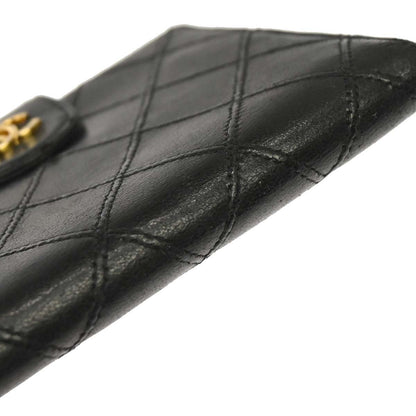 Chanel Envelope Gusset Chevron Lambskin, Black, Leather, Wallet