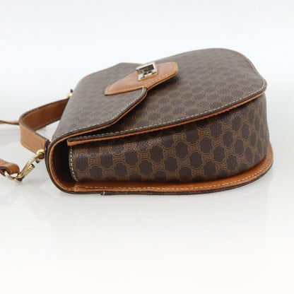 Celine Vintage Macadam Canvas and Leather, Brown, Canvas, Handbag