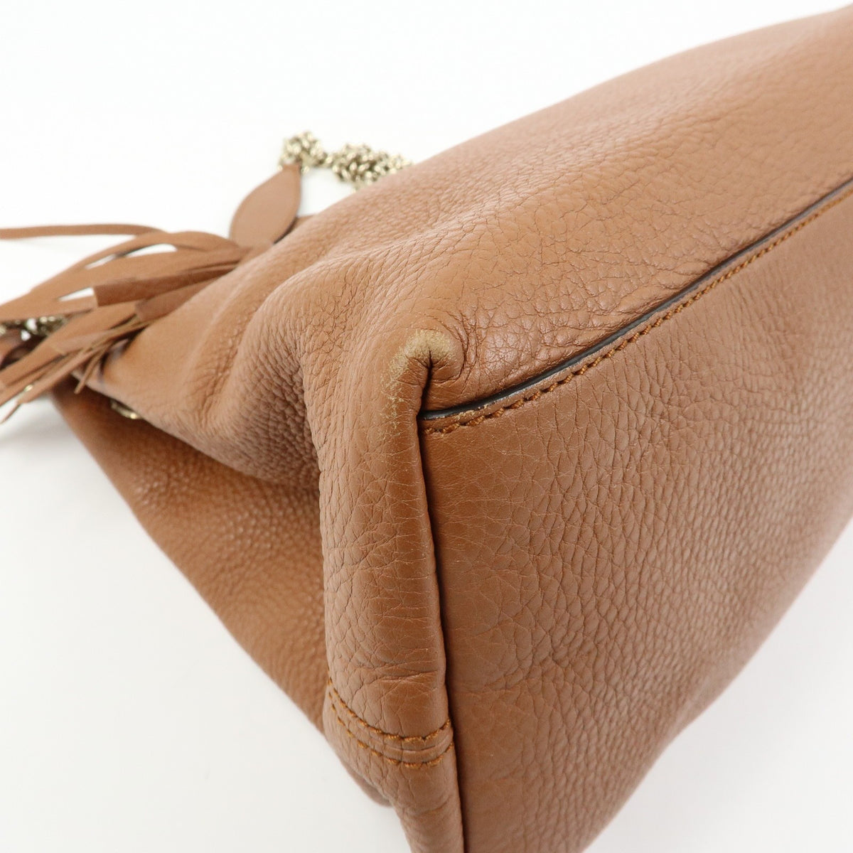 Gucci Soho Chain Strap Leather, Brown, Leather, Shoulder Bag