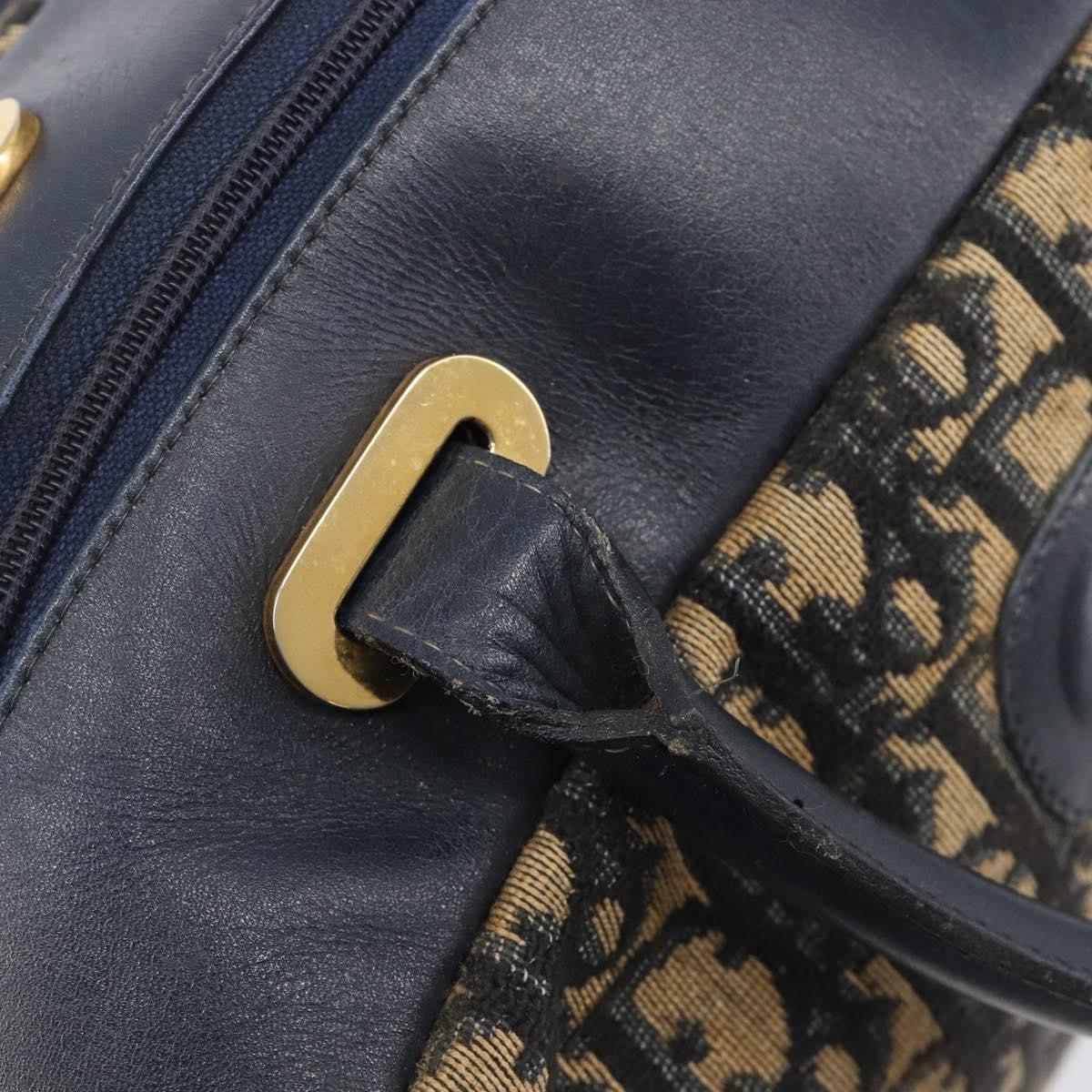 Christian Dior Detective Handle Leather, Navy, Canvas, Handbag
